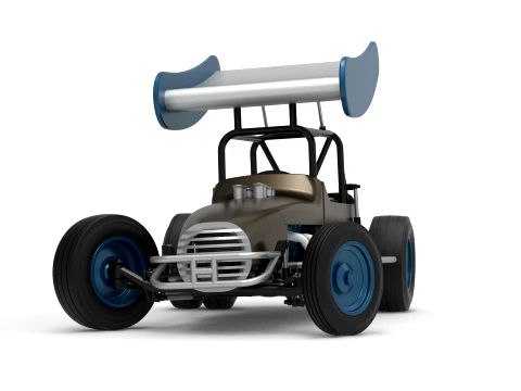 Vintage Winged Supermodified stock car for Dirt while turning Version 2 Scale 1 to 25 3D Print Model