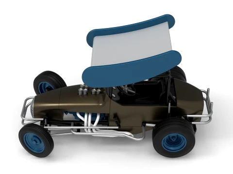 Vintage Winged Supermodified stock car for Dirt while turning Version 2 Scale 1 to 25 3D Print Model