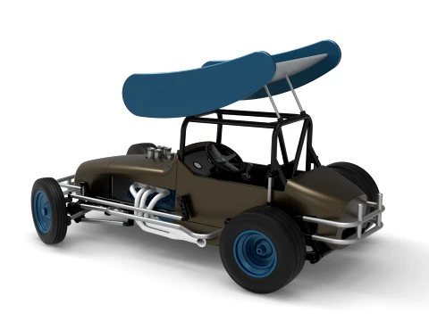 Vintage Winged Supermodified stock car for Dirt while turning Version 2 Scale 1 to 25 3D Print Model