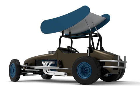Vintage Winged Supermodified stock car for Dirt while turning Version 2 Scale 1 to 25 3D Print Model