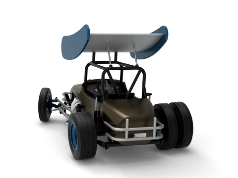 Vintage Winged Supermodified stock car for Dirt while turning Version 2 Scale 1 to 25 3D Print Model