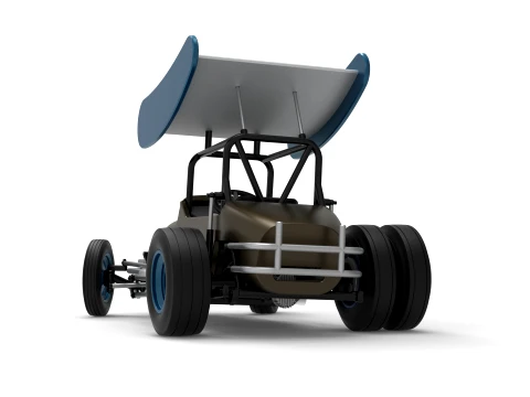 Vintage Winged Supermodified stock car for Dirt while turning Version 2 Scale 1 to 25 3D Print Model