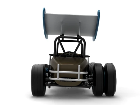 Vintage Winged Supermodified stock car for Dirt while turning Version 2 Scale 1 to 25 3D Print Model