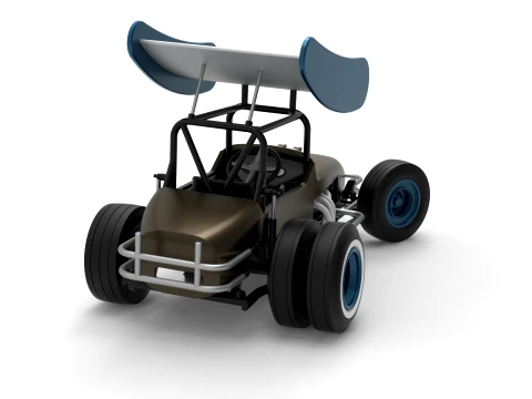 Vintage Winged Supermodified stock car for Dirt while turning Version 2 Scale 1 to 25 3D Print Model