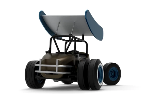 Vintage Winged Supermodified stock car for Dirt while turning Version 2 Scale 1 to 25 3D Print Model