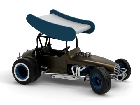 Vintage Winged Supermodified stock car for Dirt while turning Version 2 Scale 1 to 25 3D Print Model