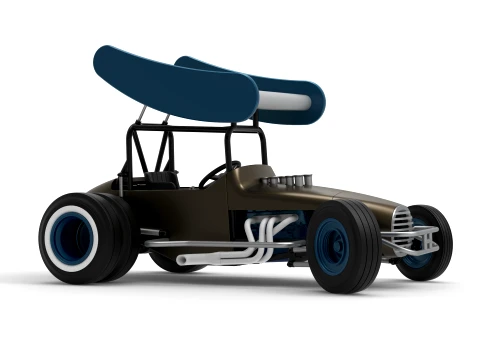 Vintage Winged Supermodified stock car for Dirt while turning Version 2 Scale 1 to 25 3D Print Model