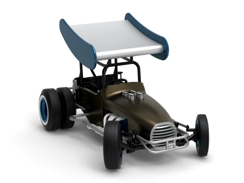 Vintage Winged Supermodified stock car for Dirt while turning Version 2 Scale 1 to 25 3D Print Model