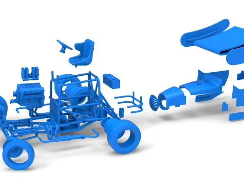 Vintage Winged Supermodified stock car for Dirt while turning Version 2 Scale 1 to 25 3D Print Model