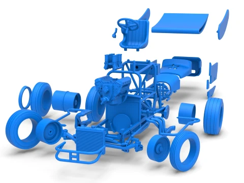 Vintage Winged Supermodified stock car for Dirt while turning Version 2 Scale 1 to 25 3D Print Model