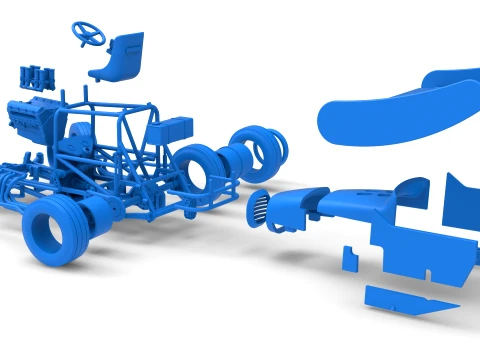 Vintage Winged Supermodified stock car for Dirt while turning Version 2 Scale 1 to 25 3D Print Model