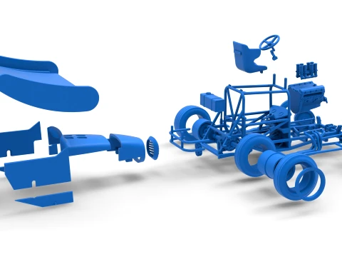 Vintage Winged Supermodified stock car for Dirt while turning Version 2 Scale 1 to 25 3D Print Model