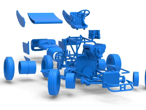Vintage Winged Supermodified stock car for Dirt while turning Version 2 Scale 1 to 25 3D Print Model