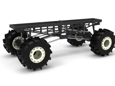 Chassis of Redneck Rave Mud truck Version 2 Scale 1 to 25 3D Print Model