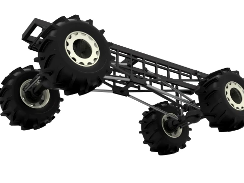 Chassis of Redneck Rave Mud truck Version 2 Scale 1 to 25 3D Print Model