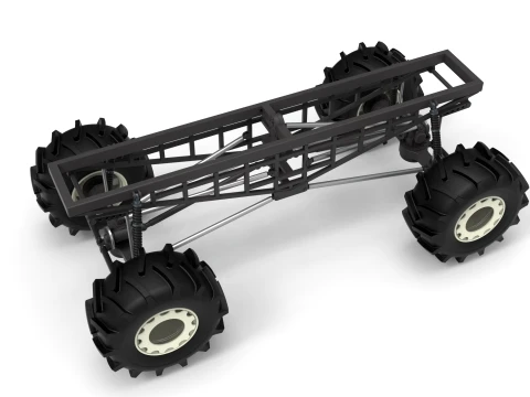 Chassis of Redneck Rave Mud truck Version 2 Scale 1 to 25 3D Print Model