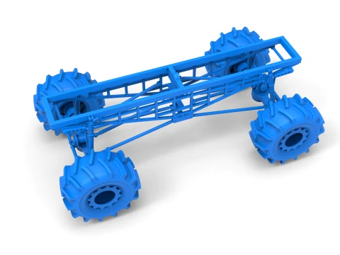 Chassis of Redneck Rave Mud truck Version 2 Scale 1 to 25 3D Print Model
