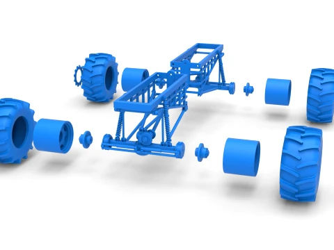 Chassis of Redneck Rave Mud truck Version 2 Scale 1 to 25 3D Print Model