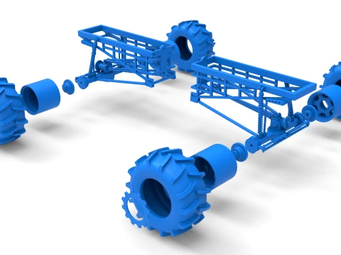 Chassis of Redneck Rave Mud truck Version 2 Scale 1 to 25 3D Print Model