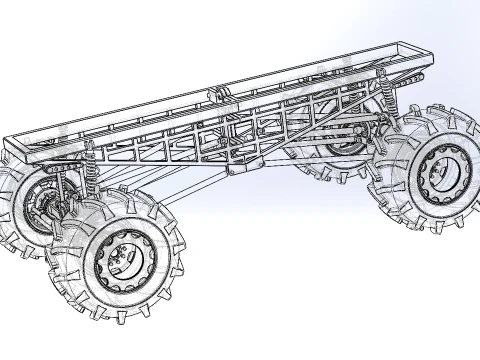 Chassis of Redneck Rave Mud truck Version 2 Scale 1 to 25 3D Print Model