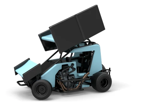 Winged 600 Micro sprint car while turning Scale 1 to 25 3D Print Model