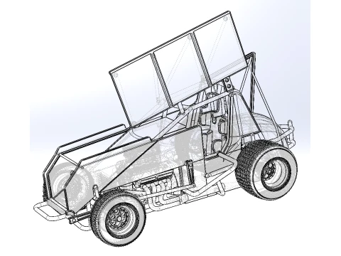 Winged Sprint car Version 2 Scale 1 to 25 3D Print Model