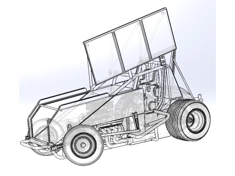 Winged Sprint car Version 2 while turning Scale 1 to 25 3D Print Model