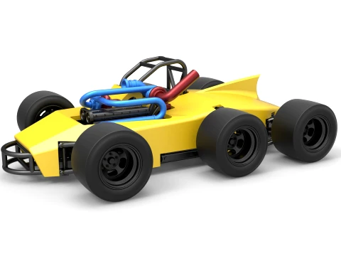 Concept race car with 6 wheels Scale 1 to 25 3D Print Model