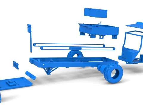 Garden Tractor pulling sled Scale 1 to 25 3D Print Model