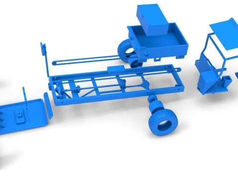 Garden Tractor pulling sled Scale 1 to 25 3D Print Model