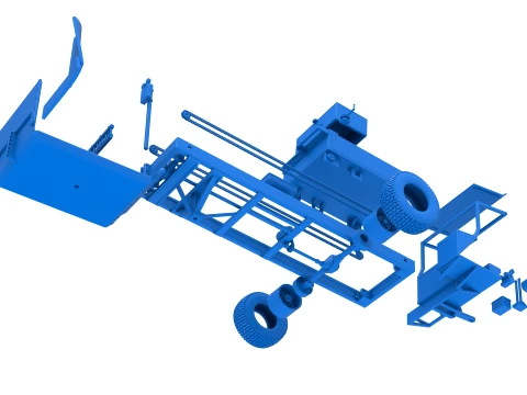 Garden Tractor pulling sled Scale 1 to 25 3D Print Model