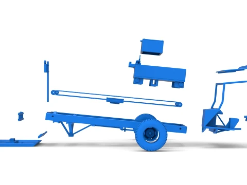 Garden Tractor pulling sled Scale 1 to 25 3D Print Model