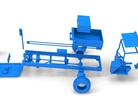 Garden Tractor pulling sled Scale 1 to 25 3D Print Model