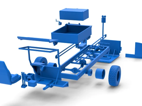 Garden Tractor pulling sled Scale 1 to 25 3D Print Model