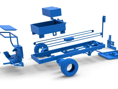 Garden Tractor pulling sled Scale 1 to 25 3D Print Model