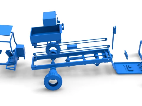 Garden Tractor pulling sled Scale 1 to 25 3D Print Model