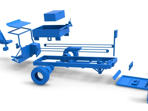 Garden Tractor pulling sled Scale 1 to 25 3D Print Model