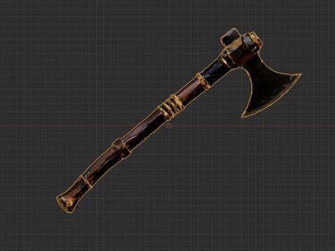 Medieval Battle Axe Game Ready Low Poly Modèle 3D