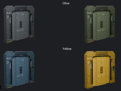 Heavy Industrial Door 01 - Telescopic Sliding Door 3D Model