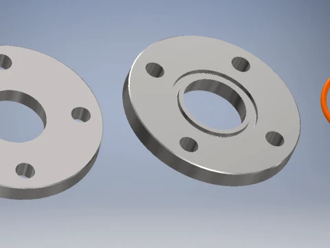 11 Flat Flanges O-Ring OR Grooved Flanges Set - Machined from EN 1092-1 Type 05 3D Model