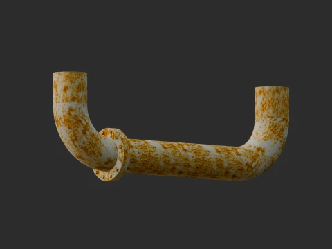 Game-Ready Rusted Industrial Ceiling Pipe 8in GLB Modello 3D