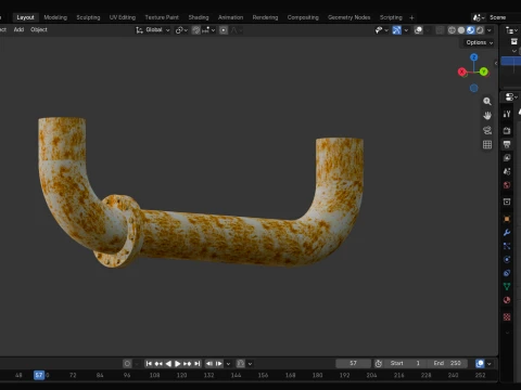 Game-Ready Rusted Industrial Ceiling Pipe 8in GLB 3D Model