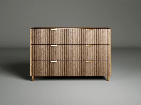 Modern Fluted Wood Dresser 3D Model
