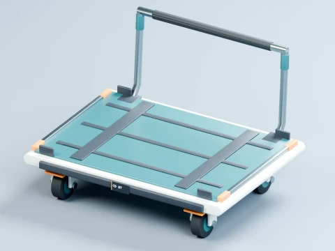 Sci-Fi Cargo Dolly Platform Cart with Casters - PBR 2K 3D Model