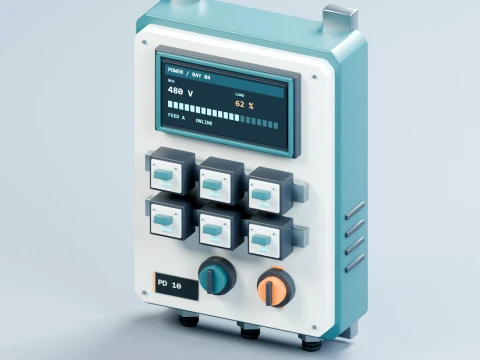 SF 壁面配電パネル - PBR 2K 3Dモデル