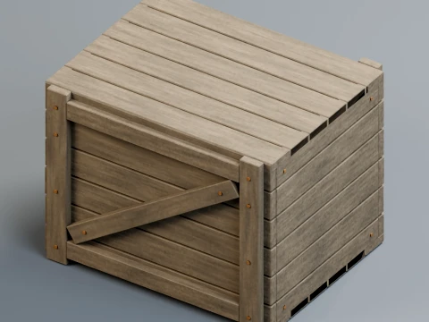 Cassa da spedizione in legno stagionato con chiodi arrugginiti PBR 1K Modello 3D