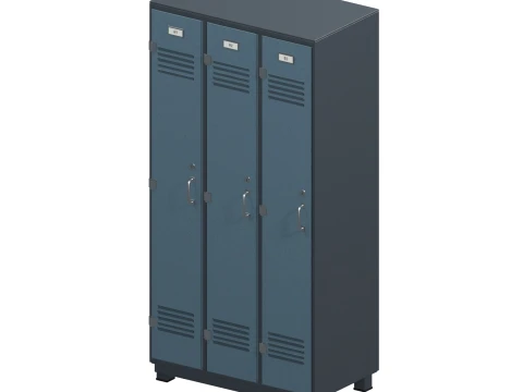 Three Door Industrial Locker Cabinet - PBR 2K and LODs 3D Model