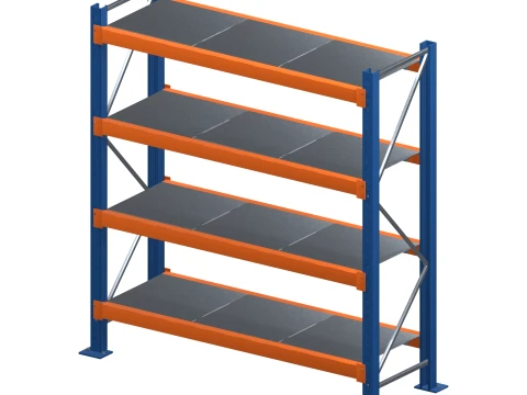 Four Tier Warehouse Storage Rack - PBR 2K and LODs 3D Model