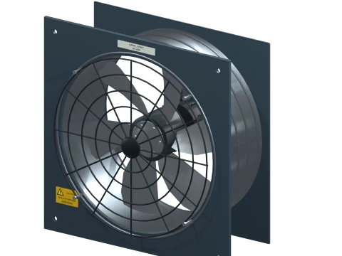 Wall Mounted Industrial Ventilation Fan - PBR 2K and LODs 3D Model