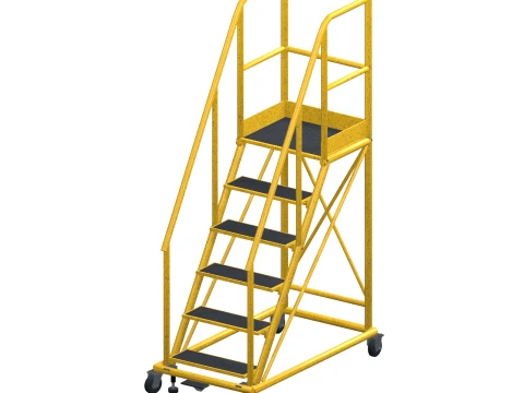 Rolling Warehouse Ladder with Casters - PBR 2K and LODs 3D Model